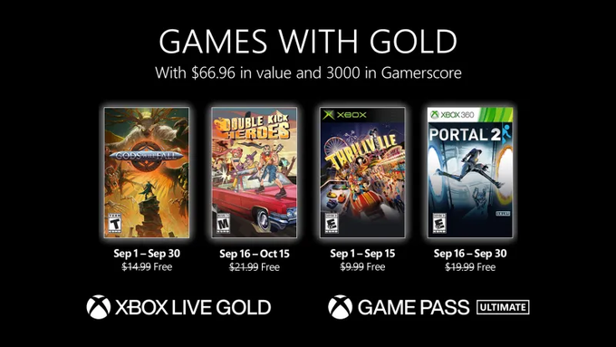 Imagen para Anunciados los Games With Gold de septiembre, los últimos que incluirán juegos de 360