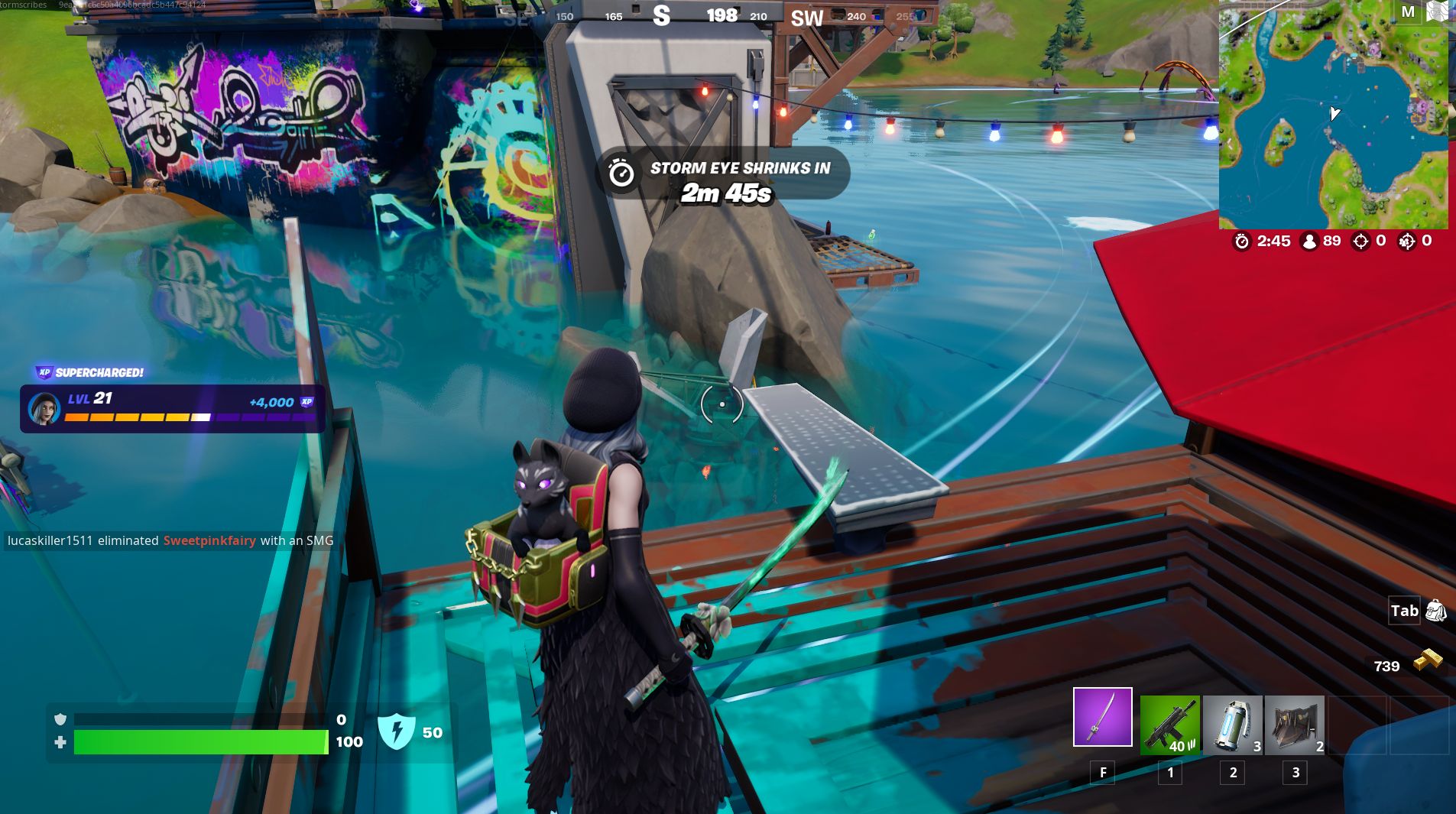 The diving board in the middle of Loot Lake is the easiest to use because you don't have to climb as high as you do to get to the others.