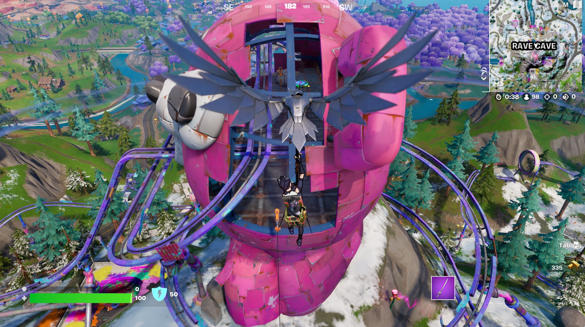 How to boost into a Runaway Boulder and dislodge it with a Baller in Fortnite - 96