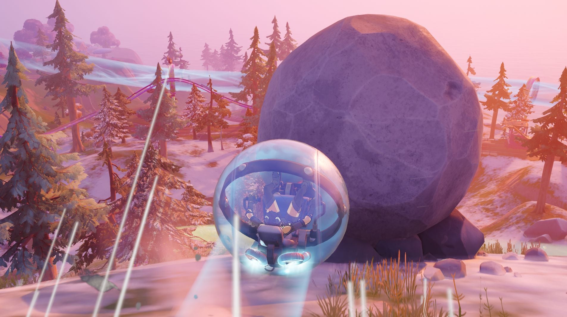 How to boost into a Runaway Boulder and dislodge it with a Baller in Fortnite - 18