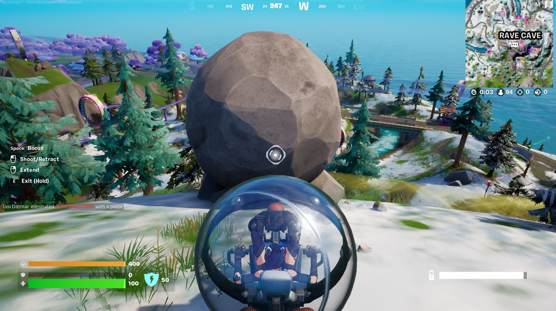 How to boost into a Runaway Boulder and dislodge it with a Baller in Fortnite - 37