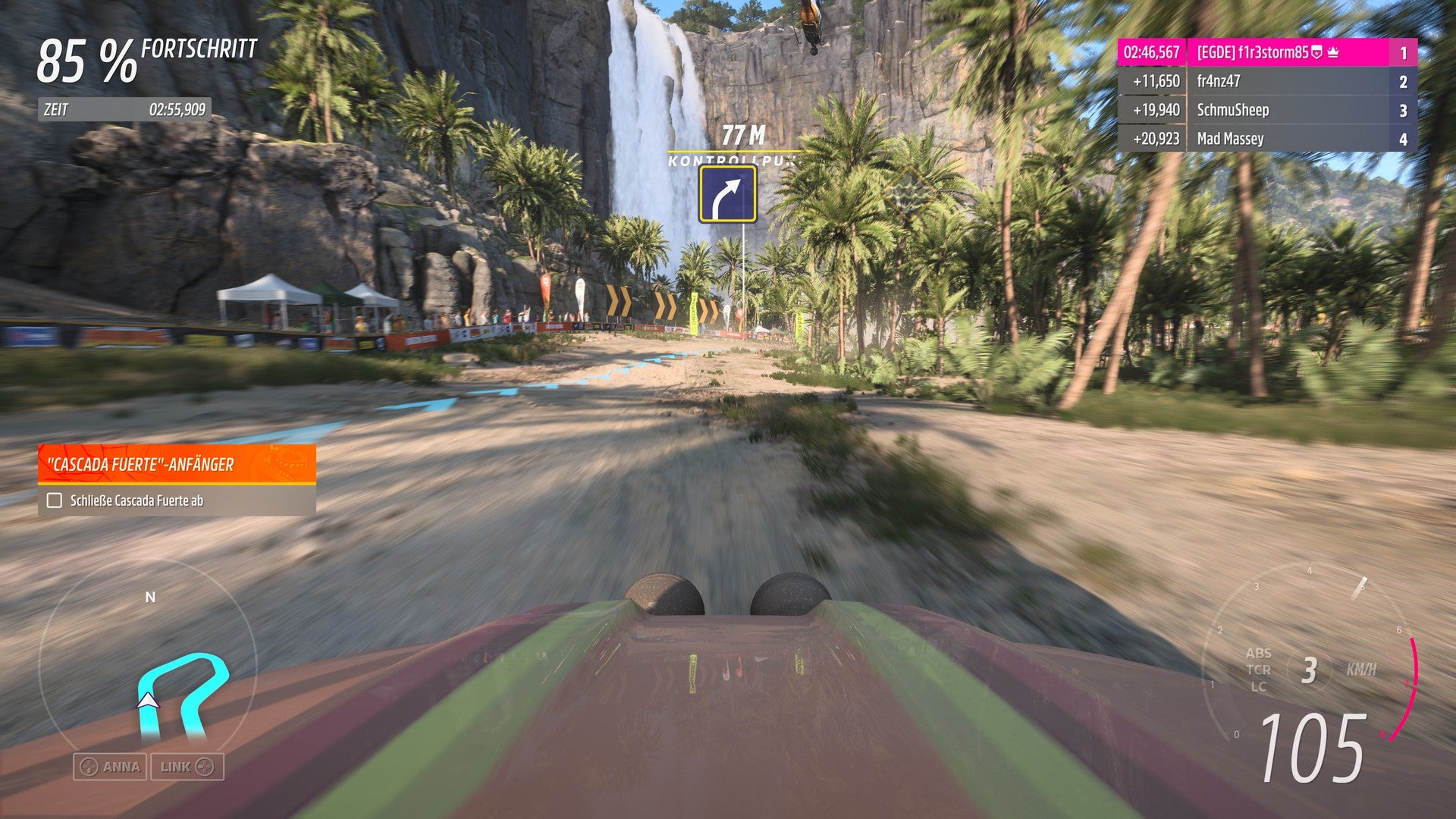 A drive through the palm forest in Forza Horizon 5: Rally Adventure.
