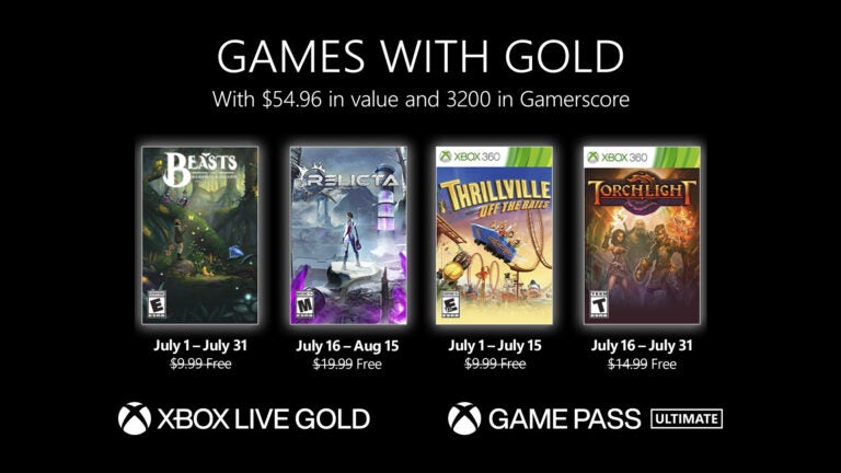 Imagen para Desvelados los Games With Gold de Xbox de julio