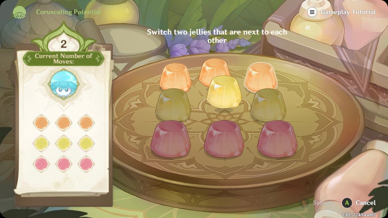 Genshin Impact Coruscating Potential jelly puzzle solutions for Fabulous Fungus Frenzy - 90