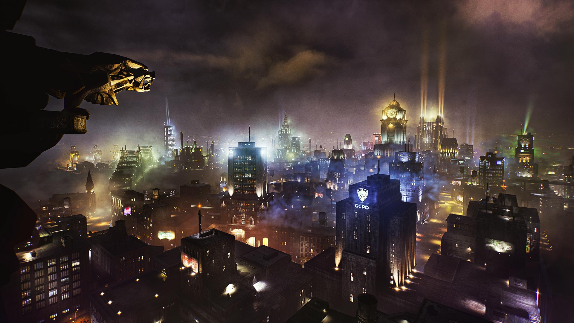 Gotham Knights preview - Gotham City from a high ledge at night
