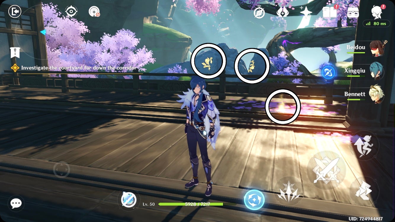 How to investigate the courtyard far down the corridor in Genshin Impact - 64