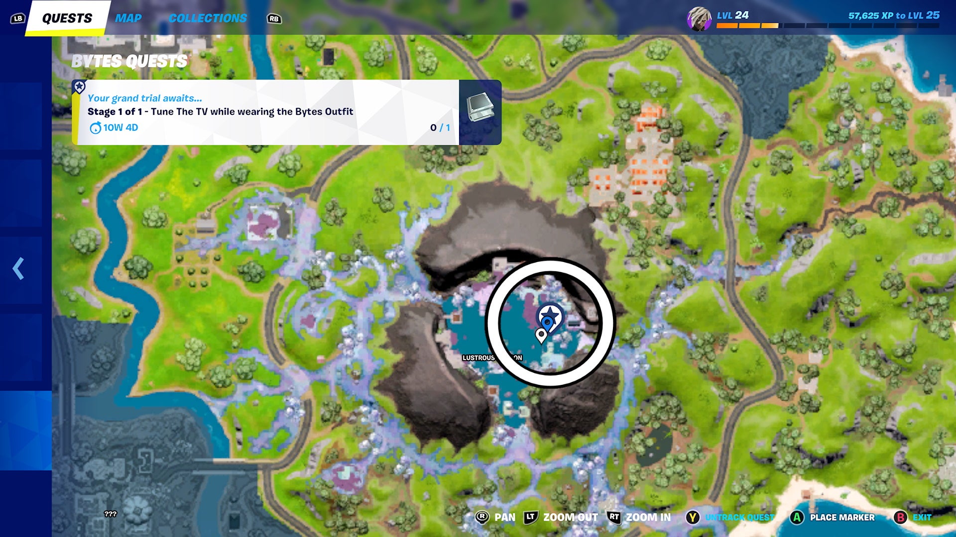 How to tune the TV in Fortnite while wearing the Bytes outfit map 2