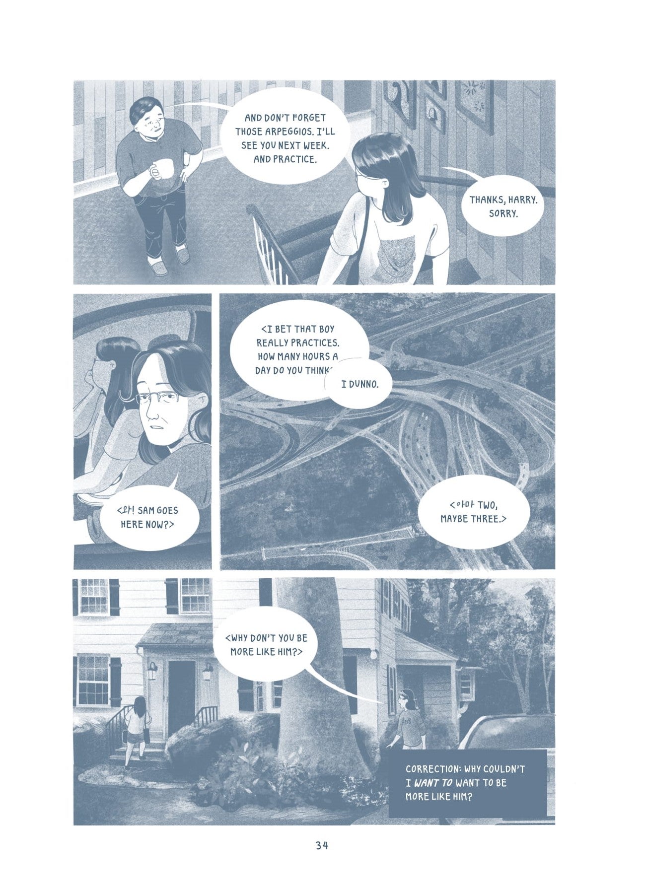 Interior comics page two tone featuring illustrated panels from In Limbo: A Graphic Memoir