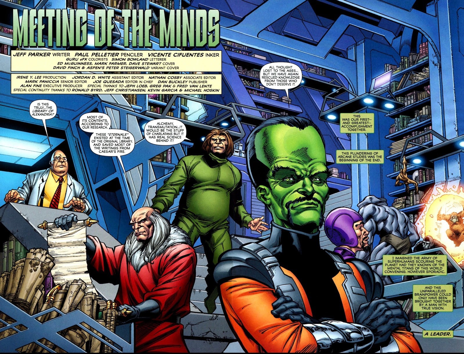 Interior comics art featuring the original Intelligencia