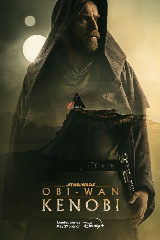 Obi-Wan Kenobi Disney+ Poster featuring a hooded Ewan McGregor as Obi-Wan Kenobi