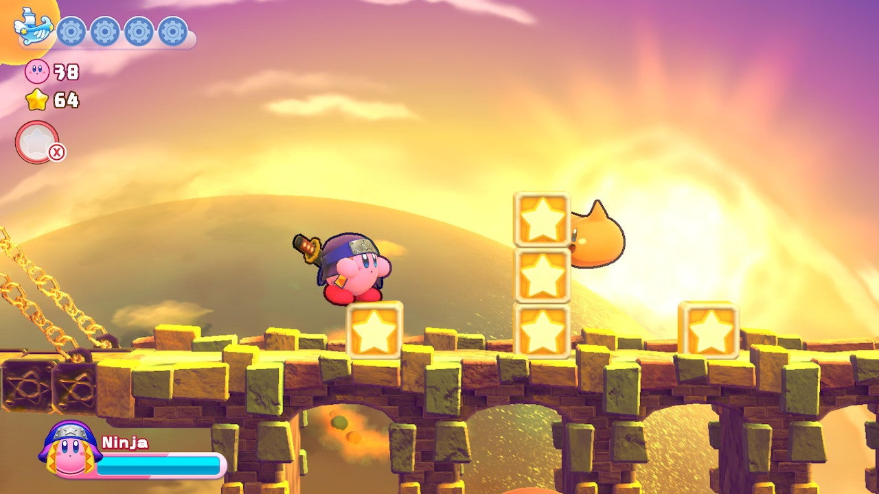 Kirby in einem Level in Kirby's Return to Dream Land Deluxe.