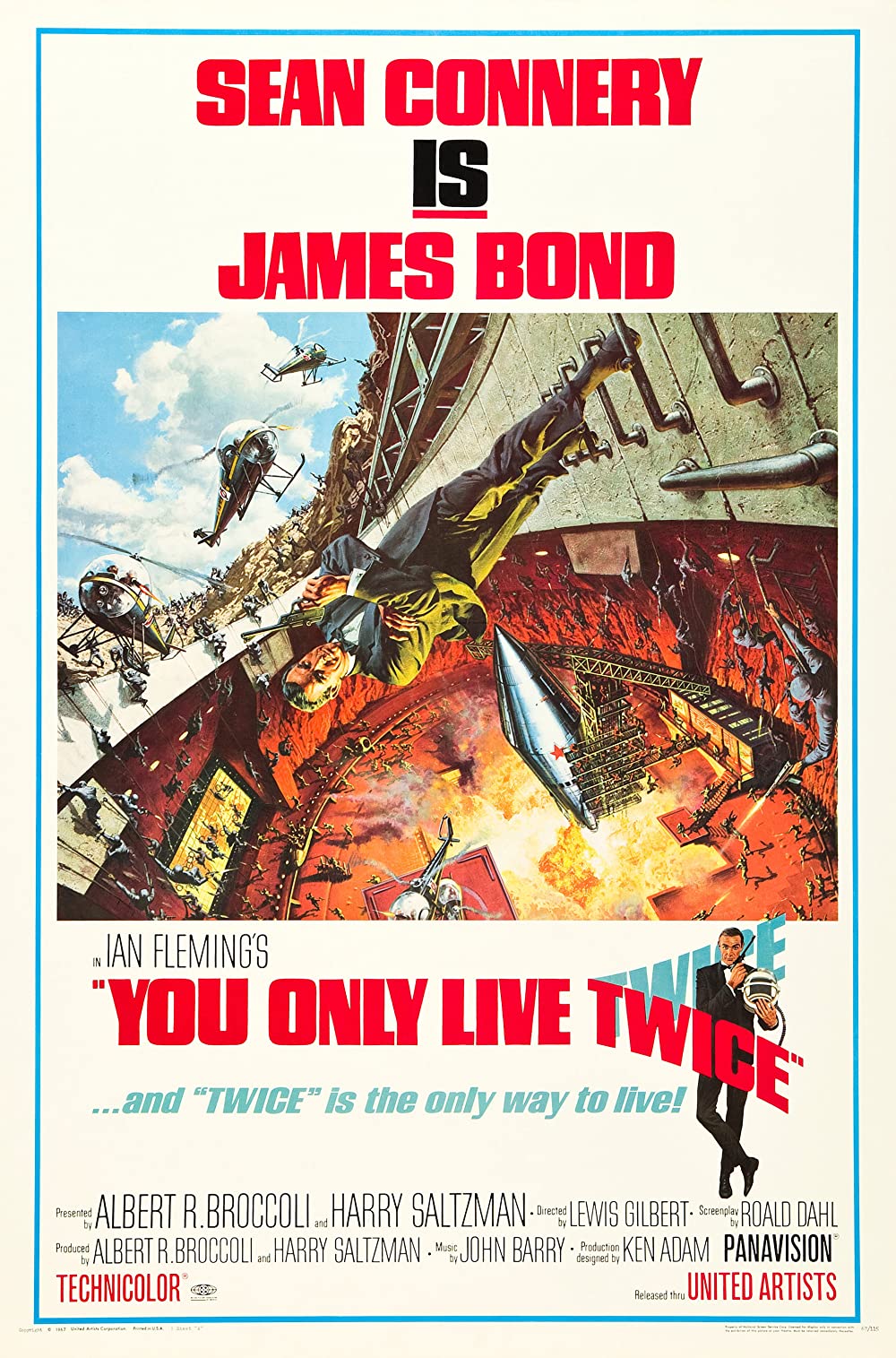 Illustrated poster featuring James Bond and the type Sean Connery is James bond, You Only Live Twice