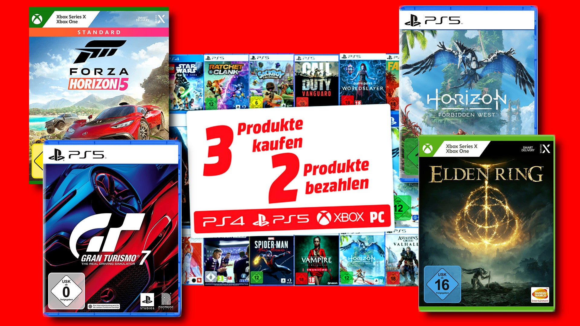 Bilder zu Neue 3 für 2 Aktion bei Media Markt mit Spielen für PS5, Xbox Series, PS4 und Xbox One