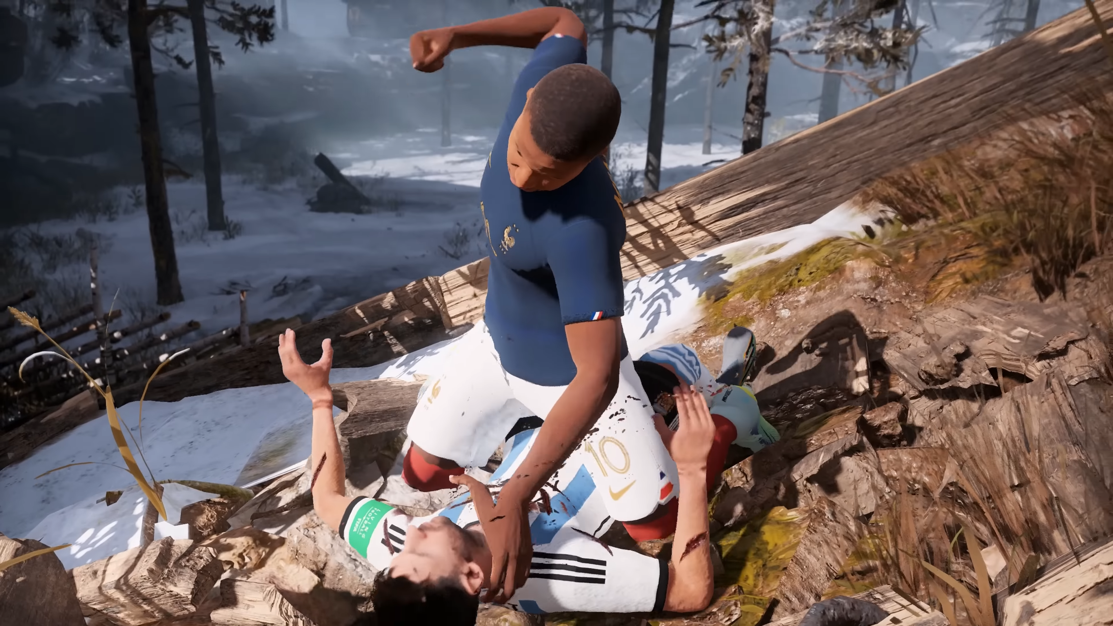 Someone modded that God of War scene to have Messi and Mbappe battle it out  
