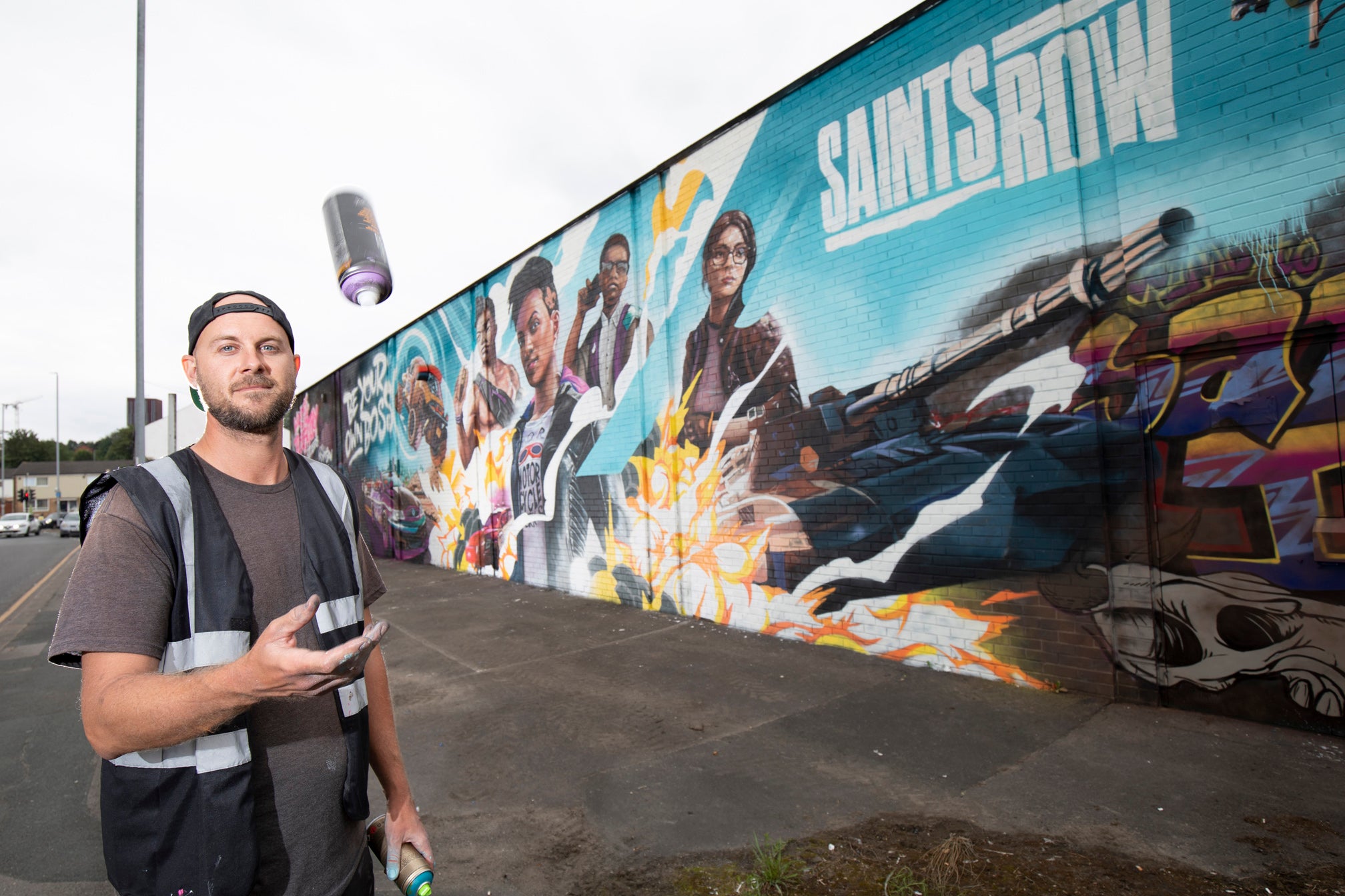 Leeds' Saint Row mural celebrates its "BossFactory" status.