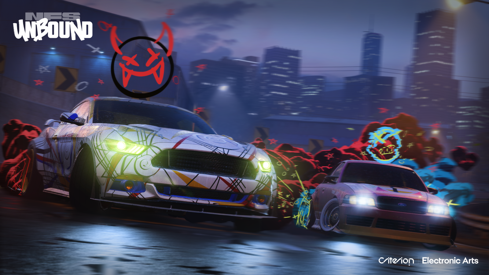 Car with devil horn effects in Need for Speed Unbound