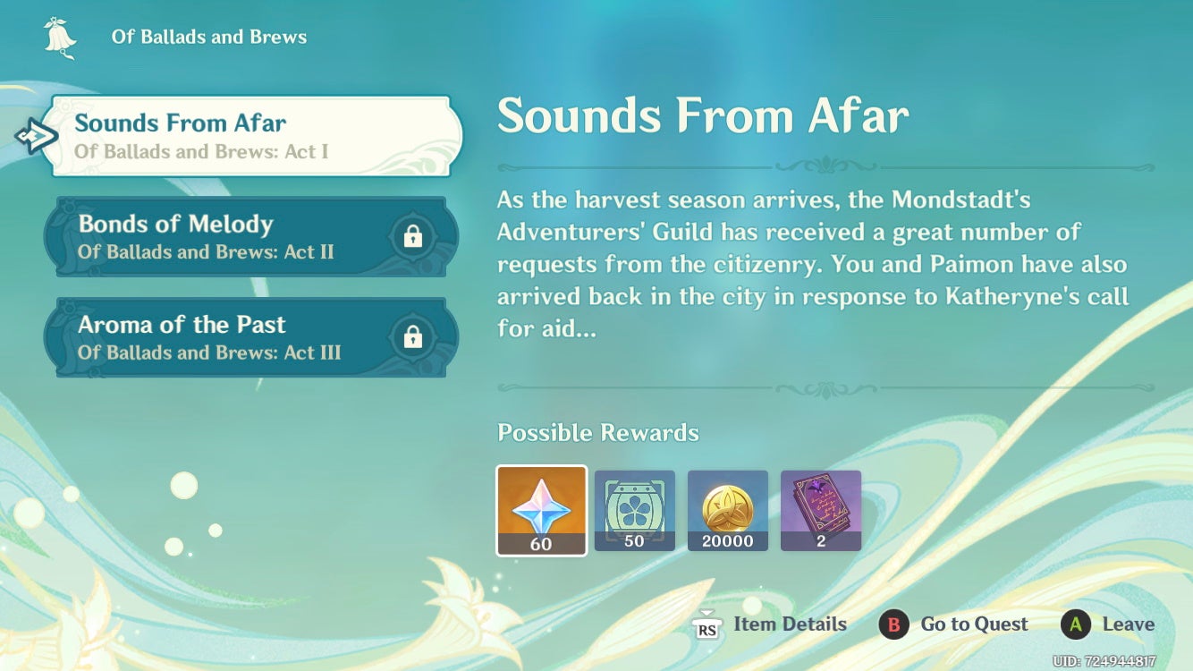 Genshin Impact Of Ballads and Brews rewards and challenges - 19