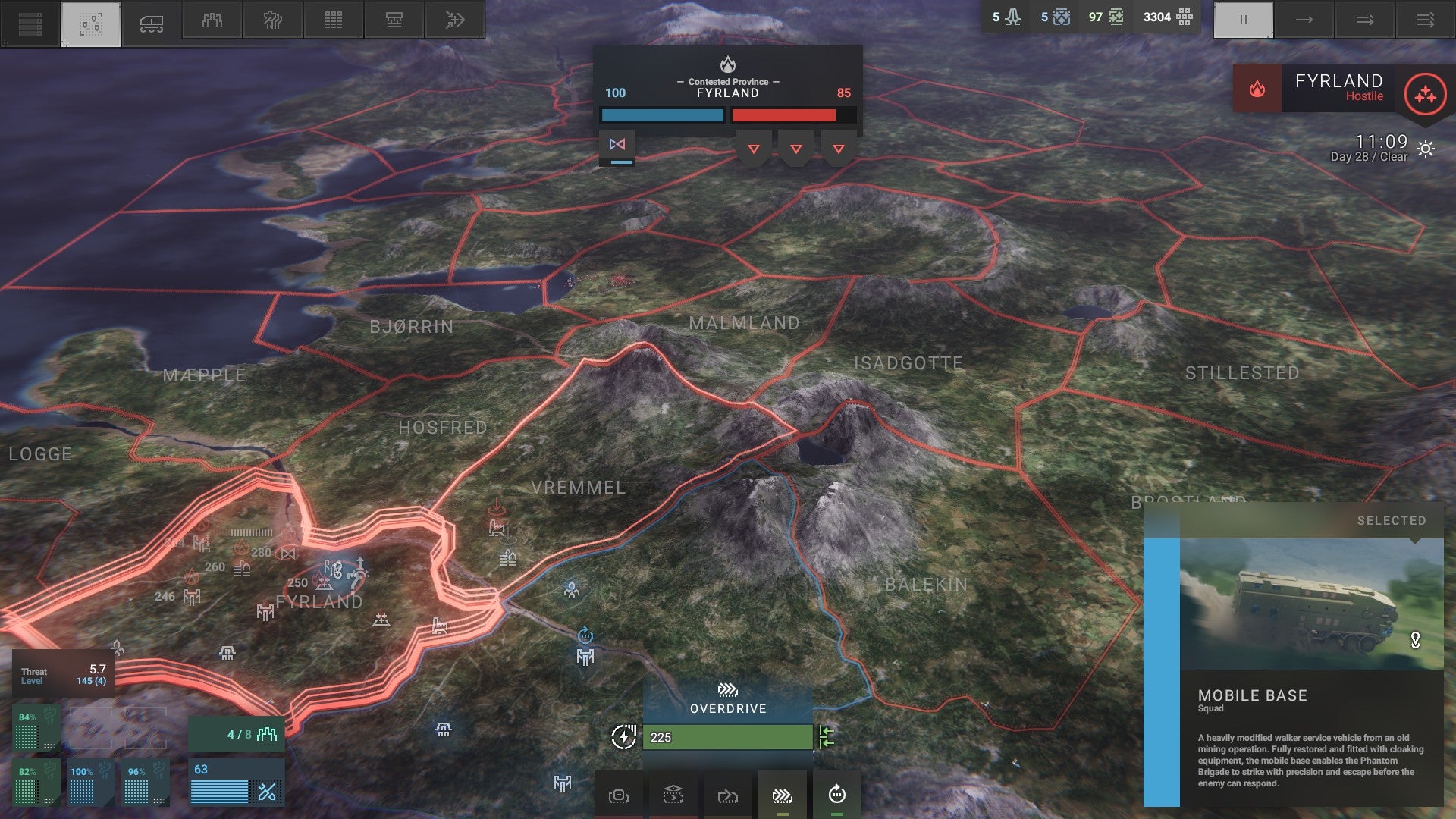 Phantom Brigade review - map view of the area, gray and green terrain blended together