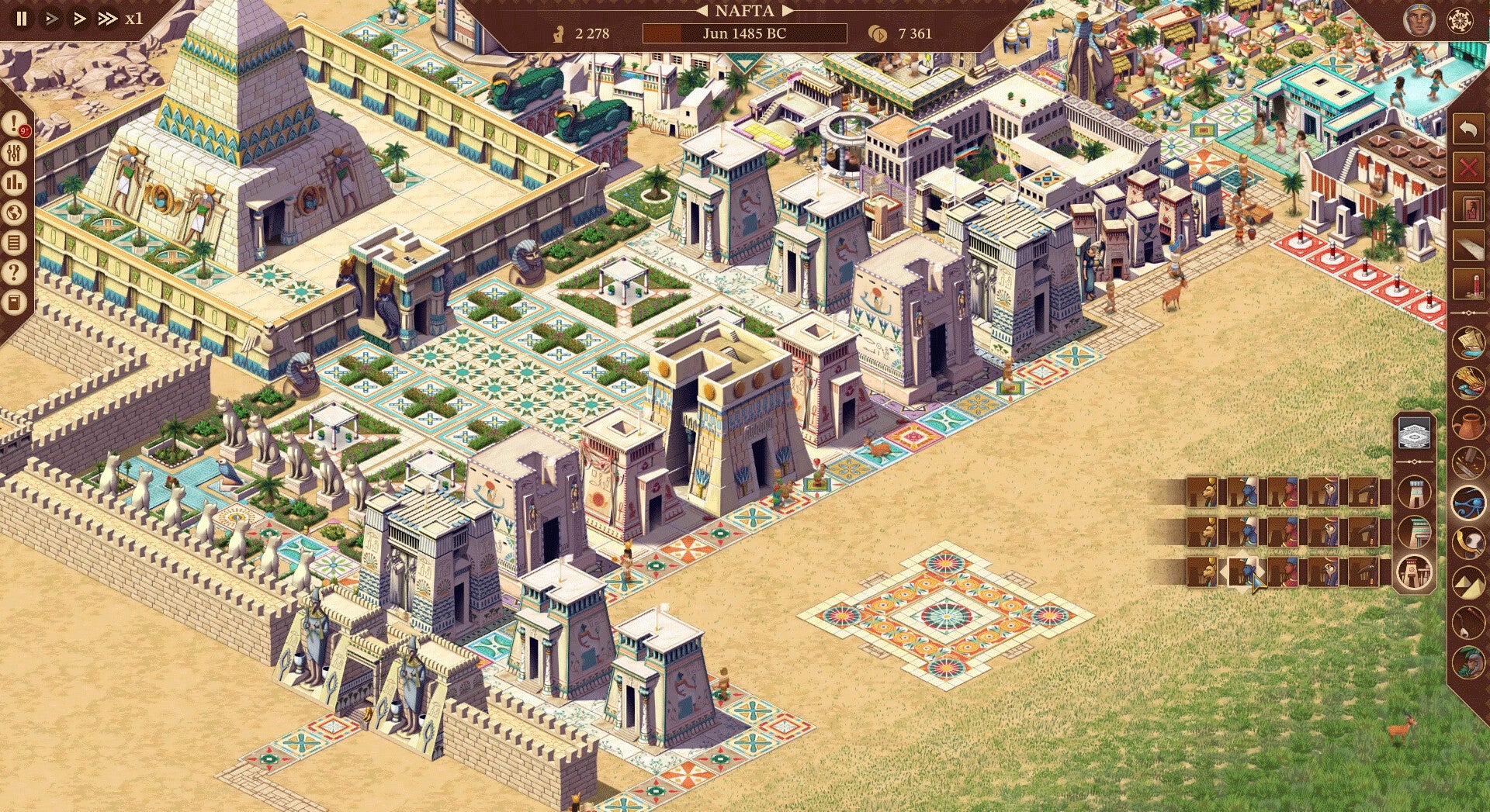 Große Gebäude behindern die Sicht in Pharaoh: A New Era.