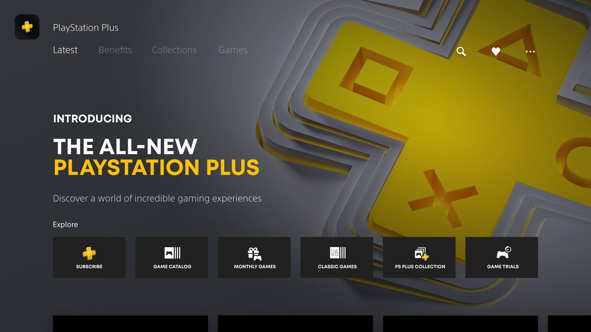 PlayStation Plus screen on PS Store
