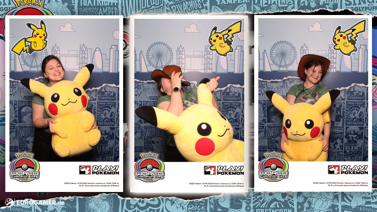 Bilder zu Die großen Pokémon Weltmeisterschaften 2022 in London: Evoli im Gesicht, Bisasam im Getränk