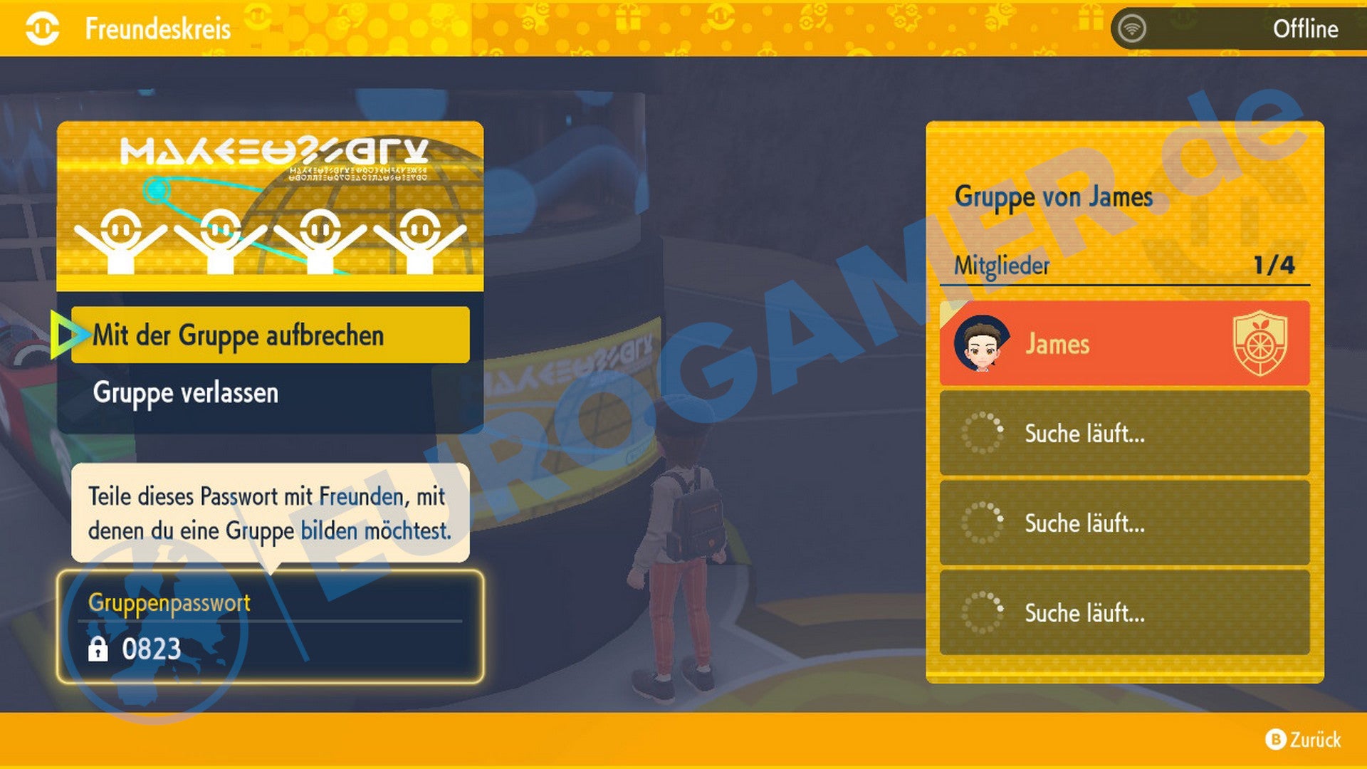 Die Gruppenlobby in Pokémon Karmesin und Purpur.