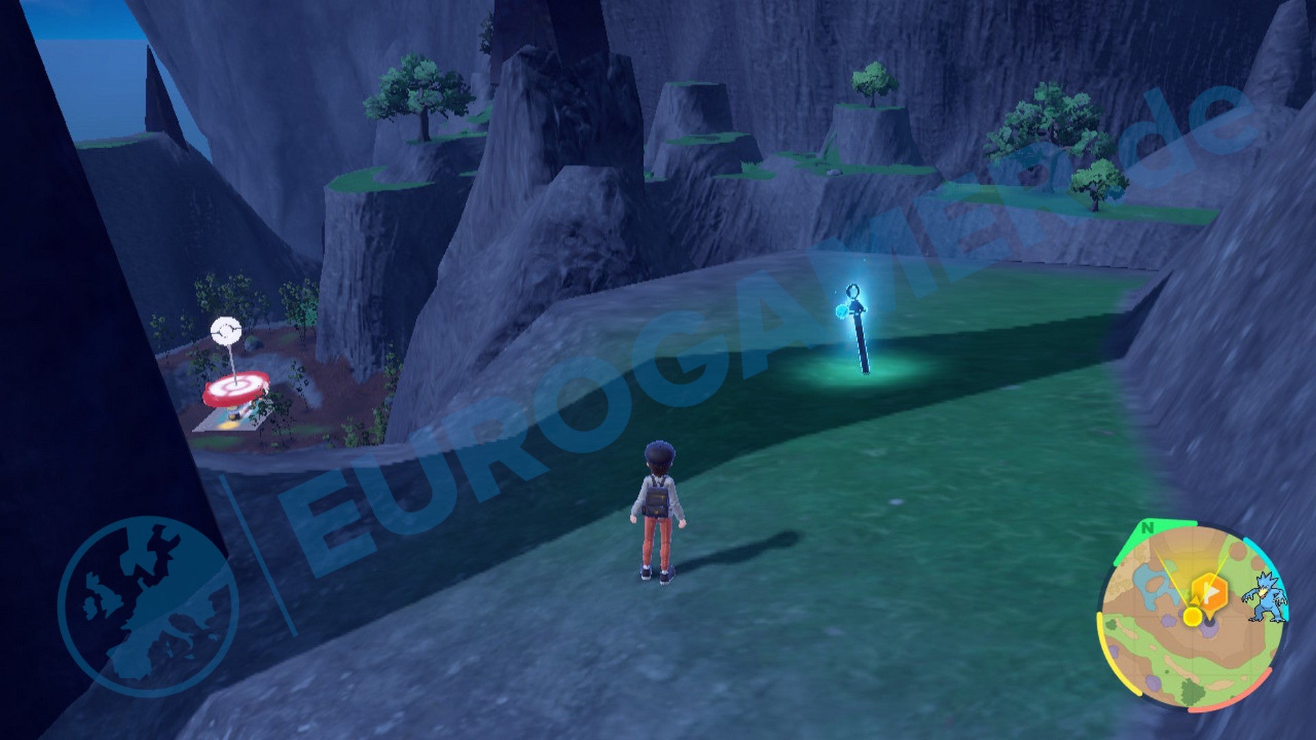 Fundort vom blauen Pfahl 3 in Pokémon Karmesin und Purpur.