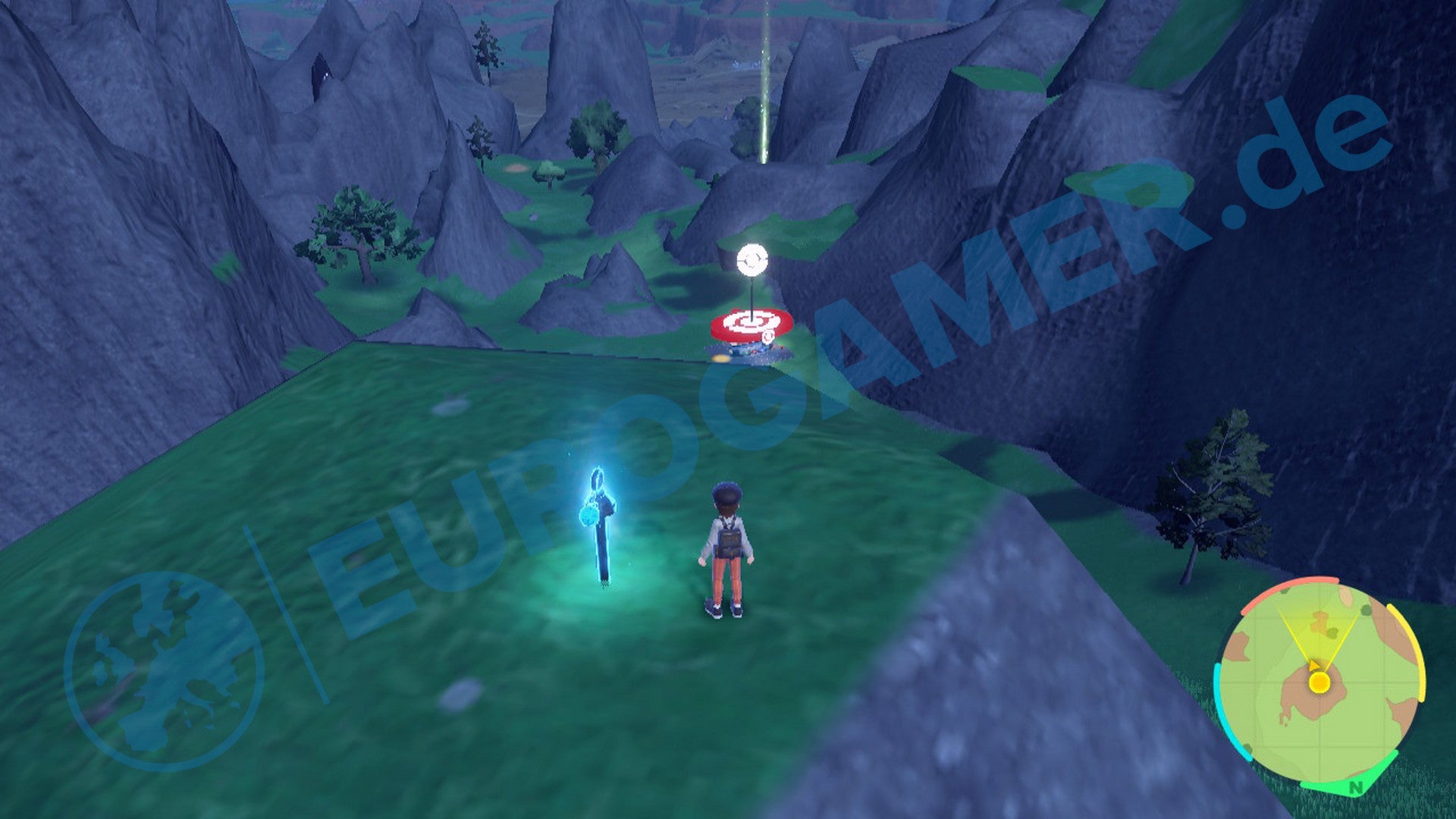 Fundort vom blauen Pfahl 7 in Pokémon Karmesin und Purpur.