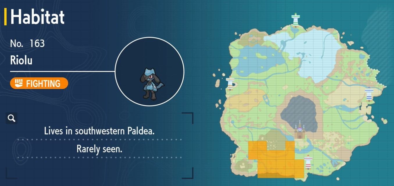 Pok mon Scarlet and Violet Pok dex  all Pok mon locations in the Paldea Pok dex listed - 77