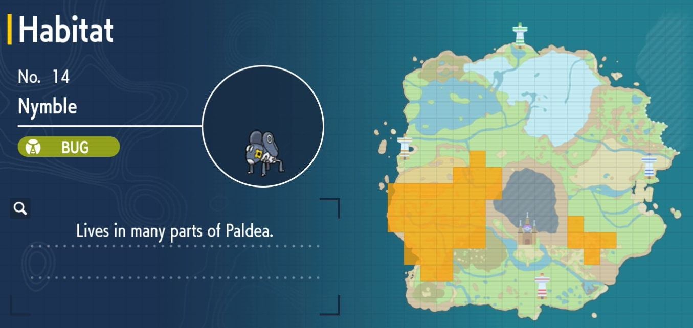 Pok mon Scarlet and Violet Pok dex  all Pok mon locations in the Paldea Pok dex listed - 81