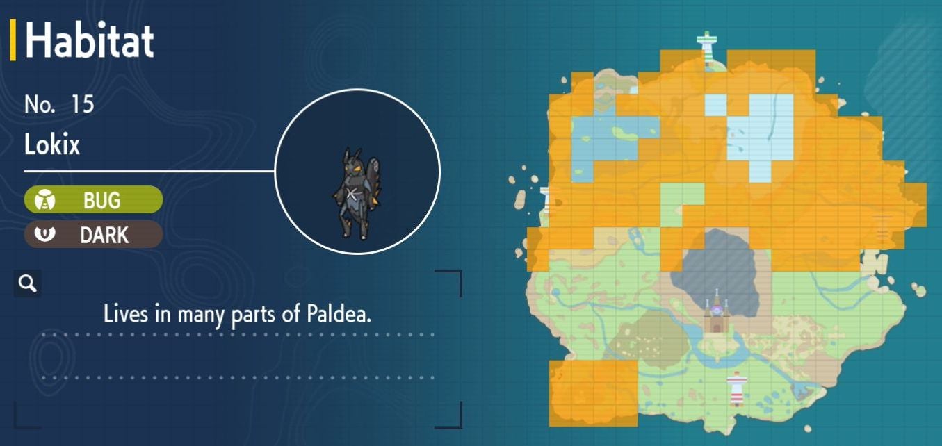 Pok mon Scarlet and Violet Pok dex  all Pok mon locations in the Paldea Pok dex listed - 71