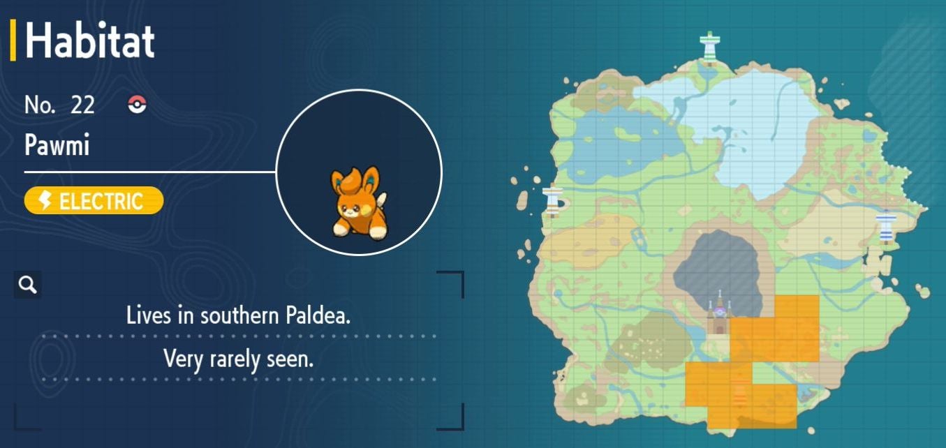 Pok mon Scarlet and Violet Pok dex  all Pok mon locations in the Paldea Pok dex listed - 88
