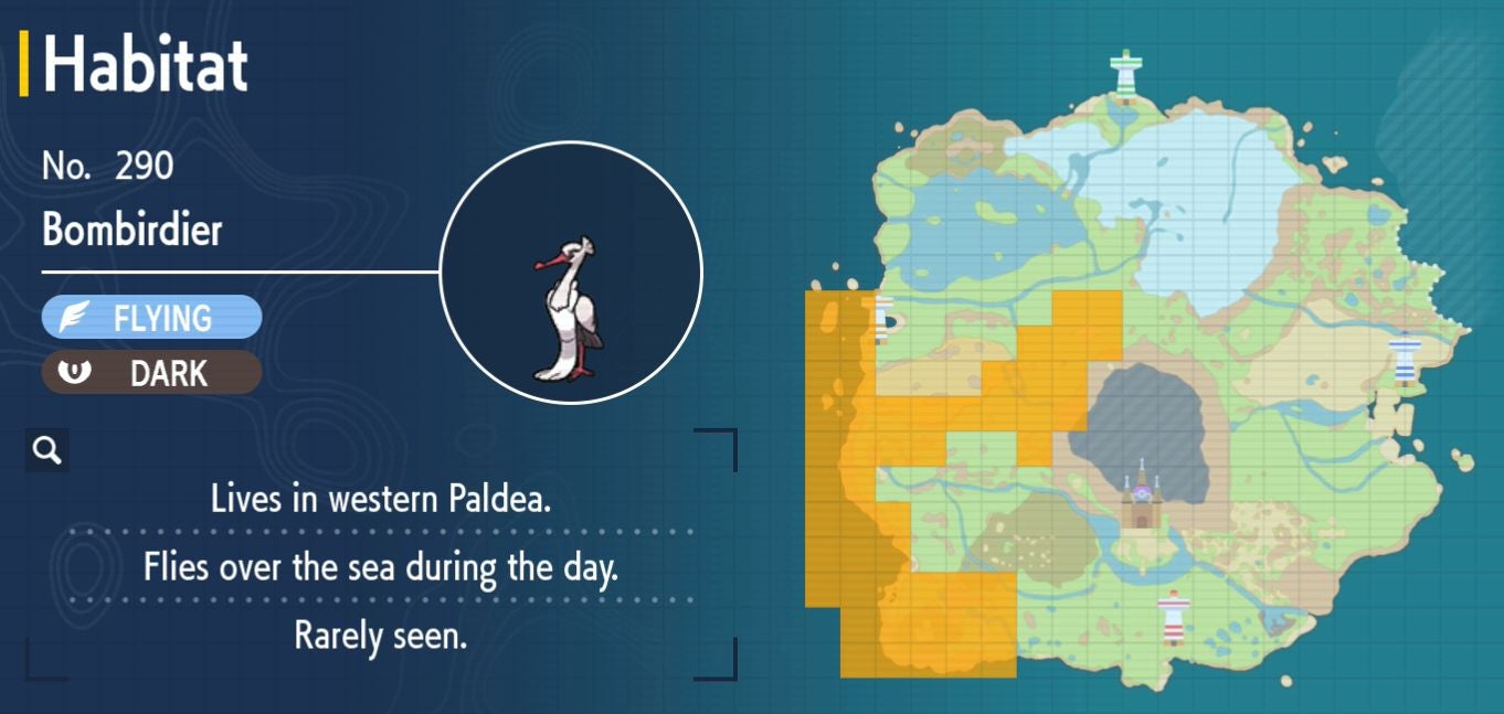 Pok mon Scarlet and Violet Pok dex  all Pok mon locations in the Paldea Pok dex listed - 57