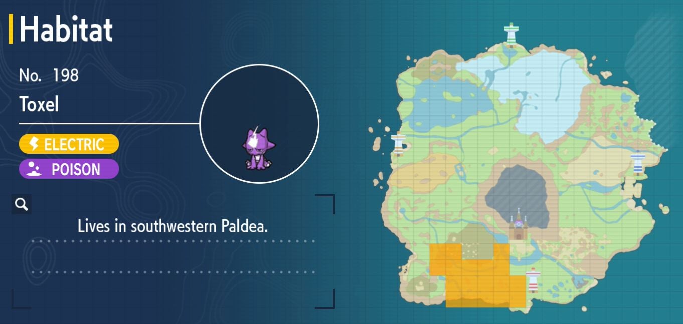 Pok mon Scarlet and Violet Pok dex  all Pok mon locations in the Paldea Pok dex listed - 50