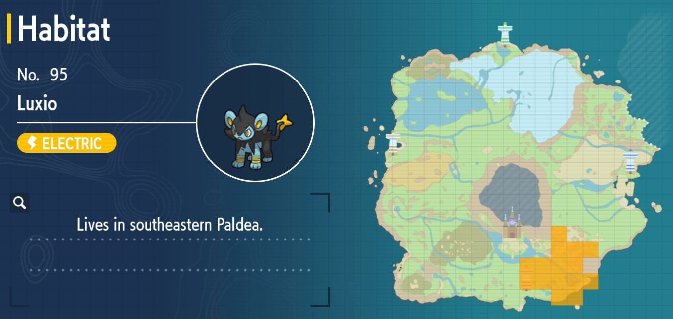 Pok mon Scarlet and Violet Pok dex  all Pok mon locations in the Paldea Pok dex listed - 87