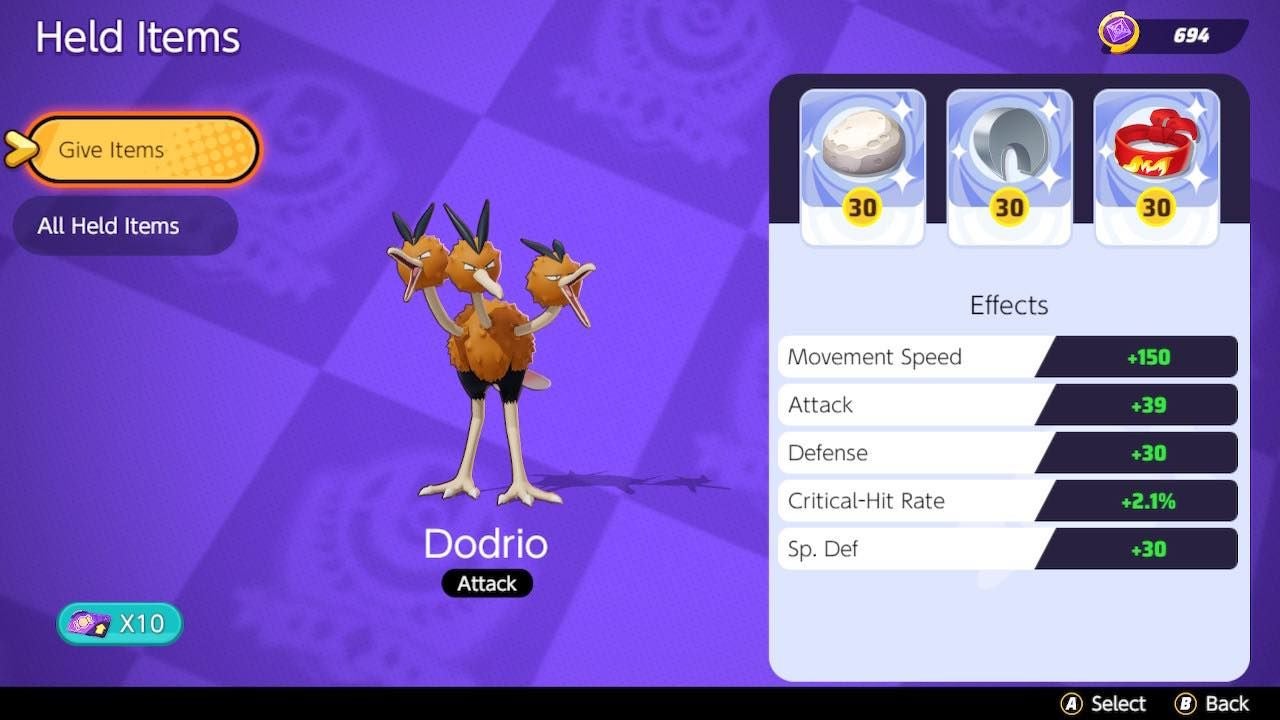 Pok mon Unite Dodrio build  best items and moveset - 84