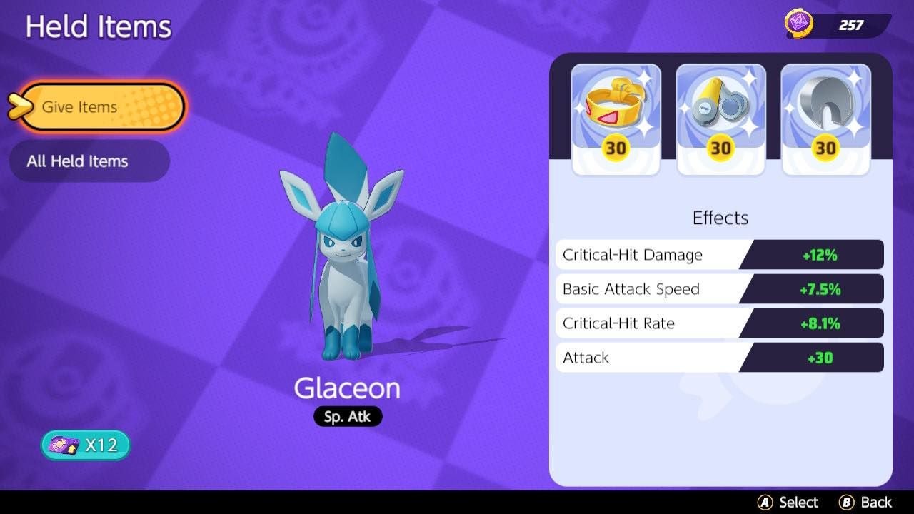 Pok mon Unite Glaceon build  best items and moveset - 6