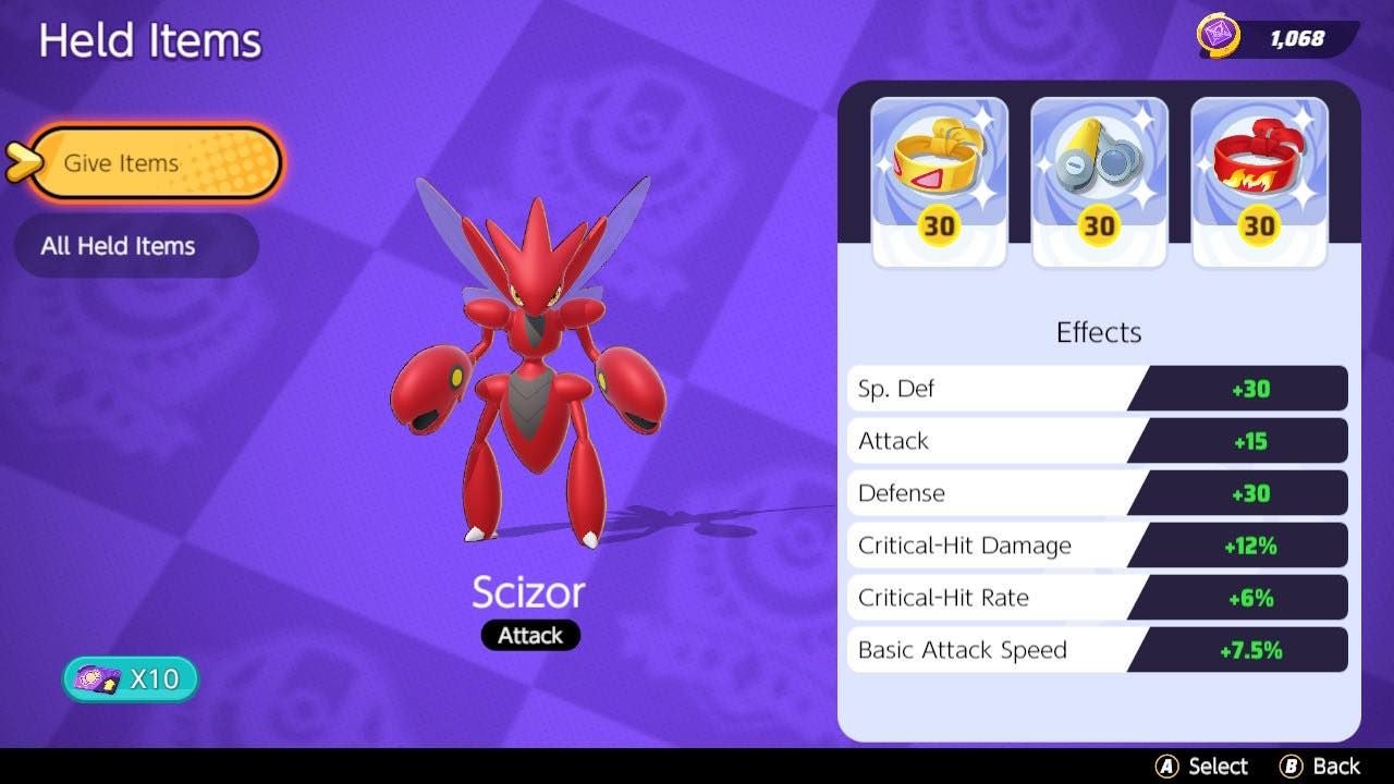 Pok mon Unite Scyther build  best items and moveset - 70