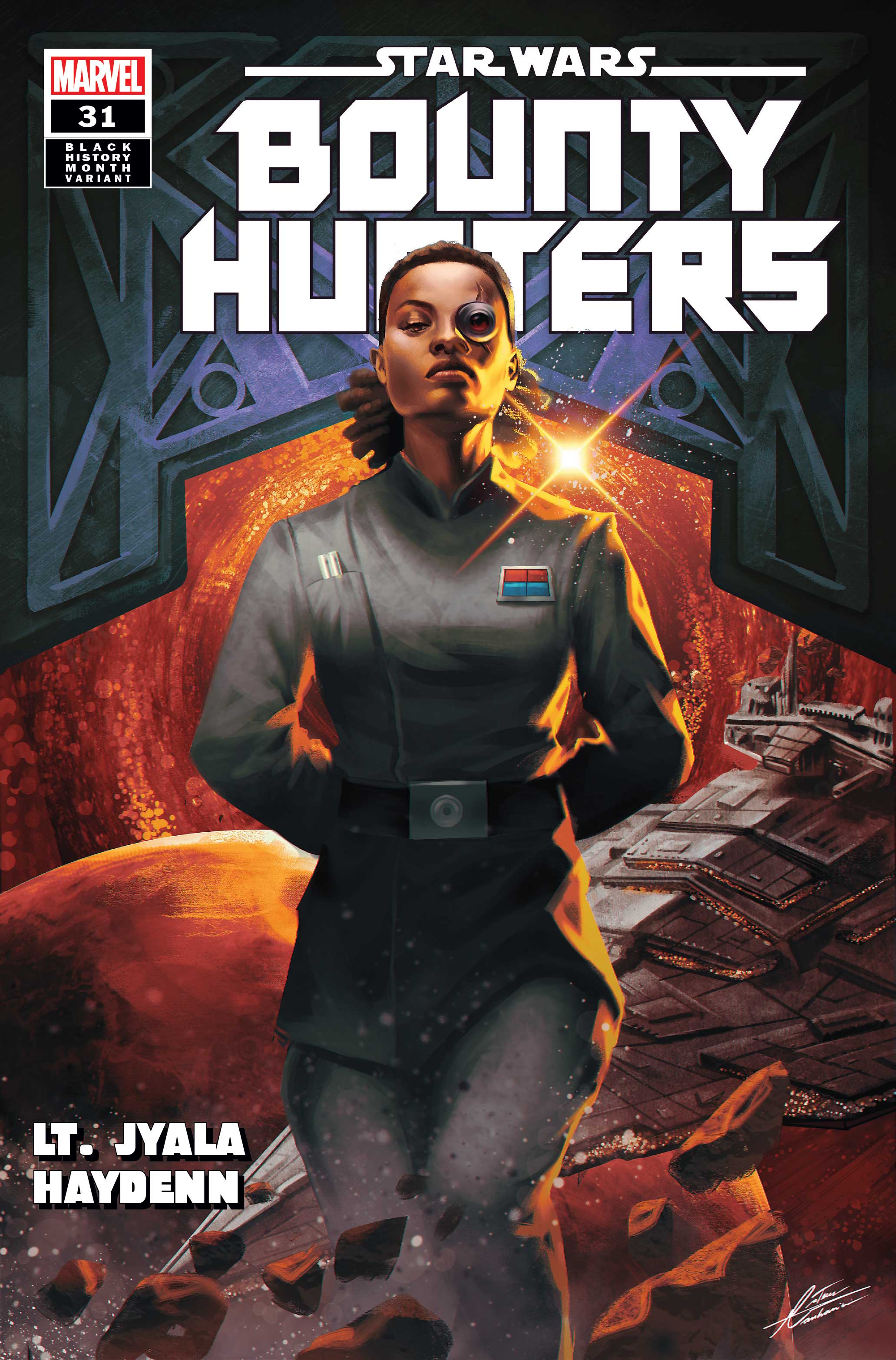 A cover for Bounty Hunters featuring a Lt, wearing an imperial uniform