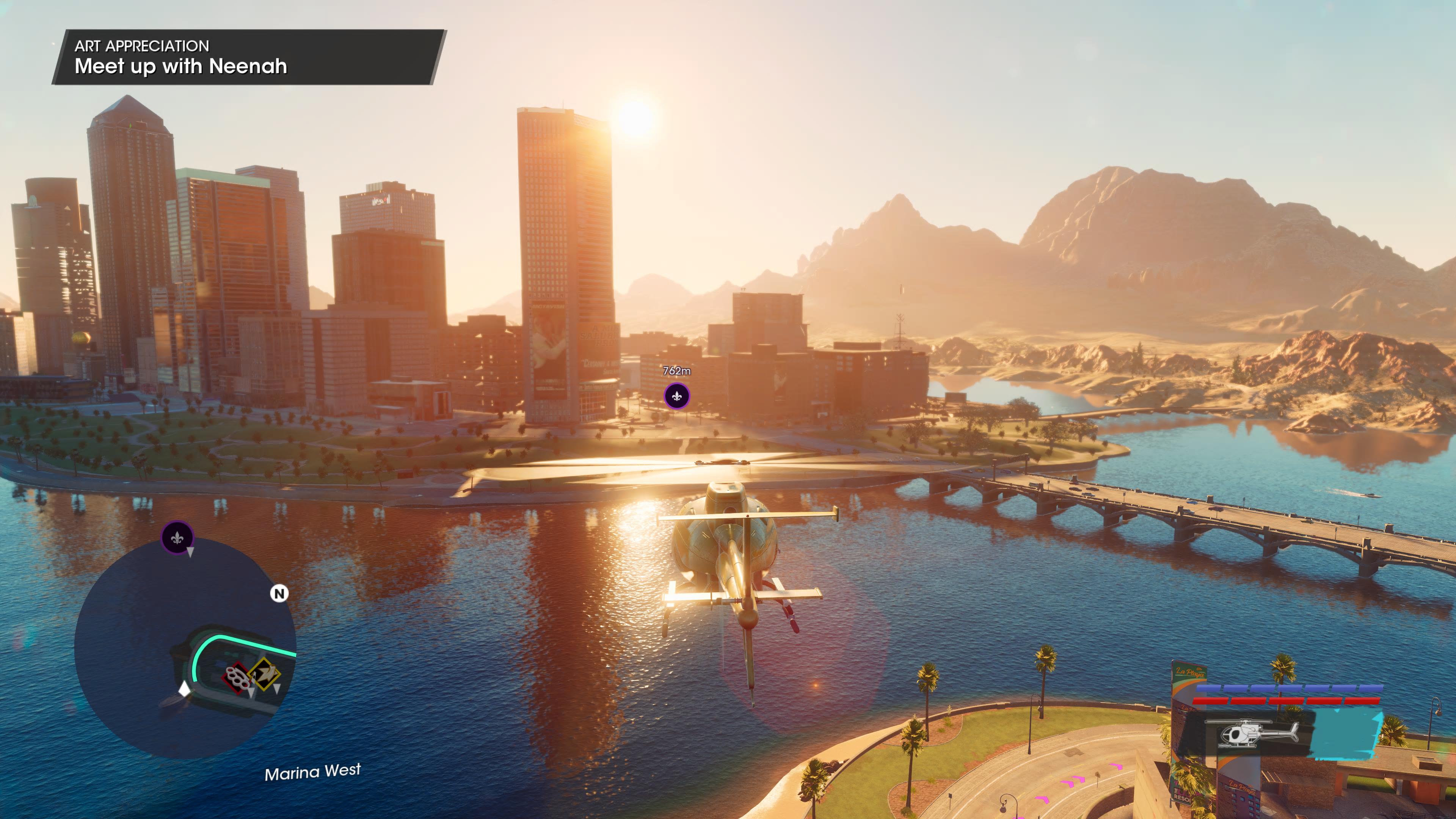 Saints Row Review - City Panorama Across the River at Sunset