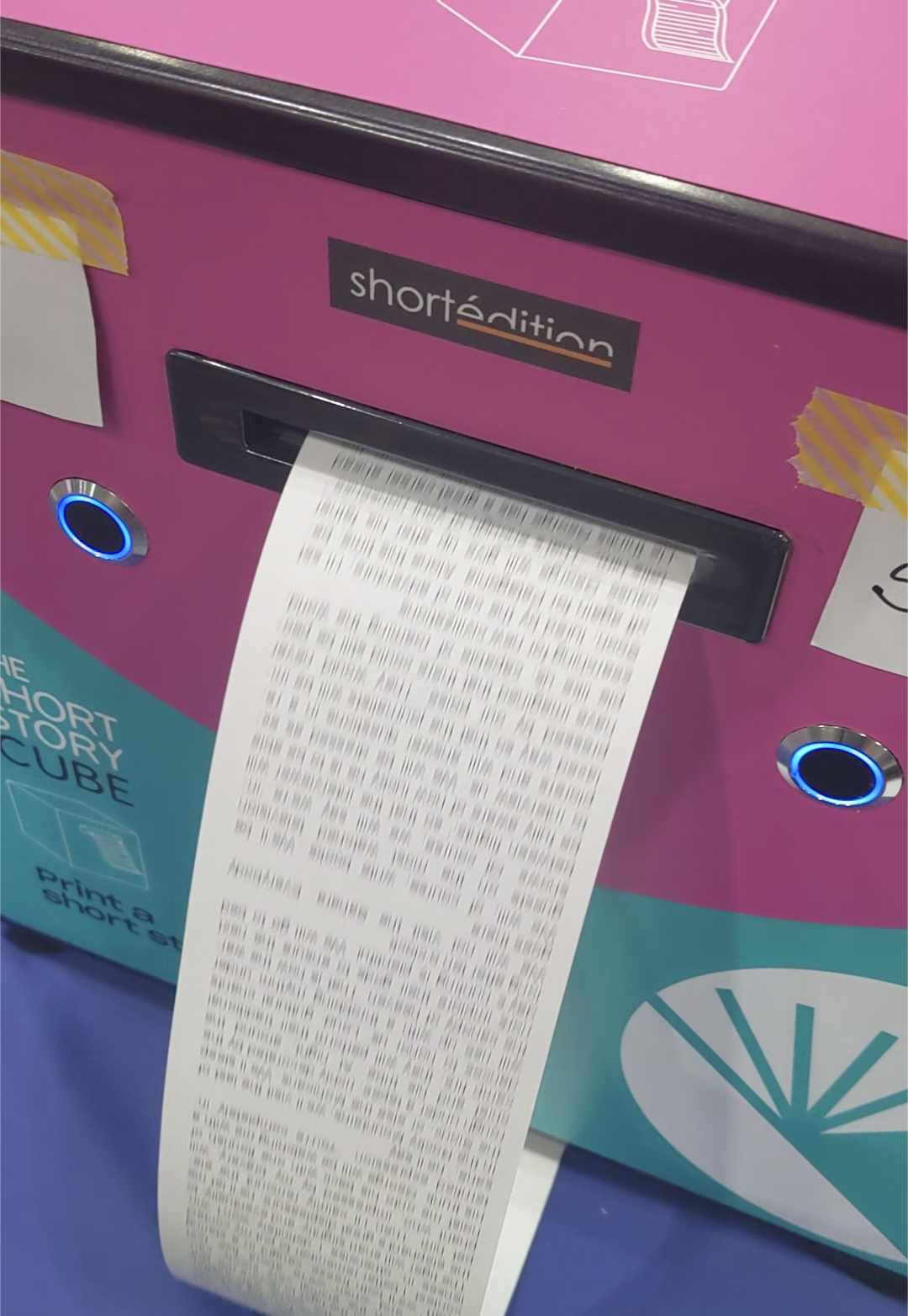 Short story machine printing out a short story