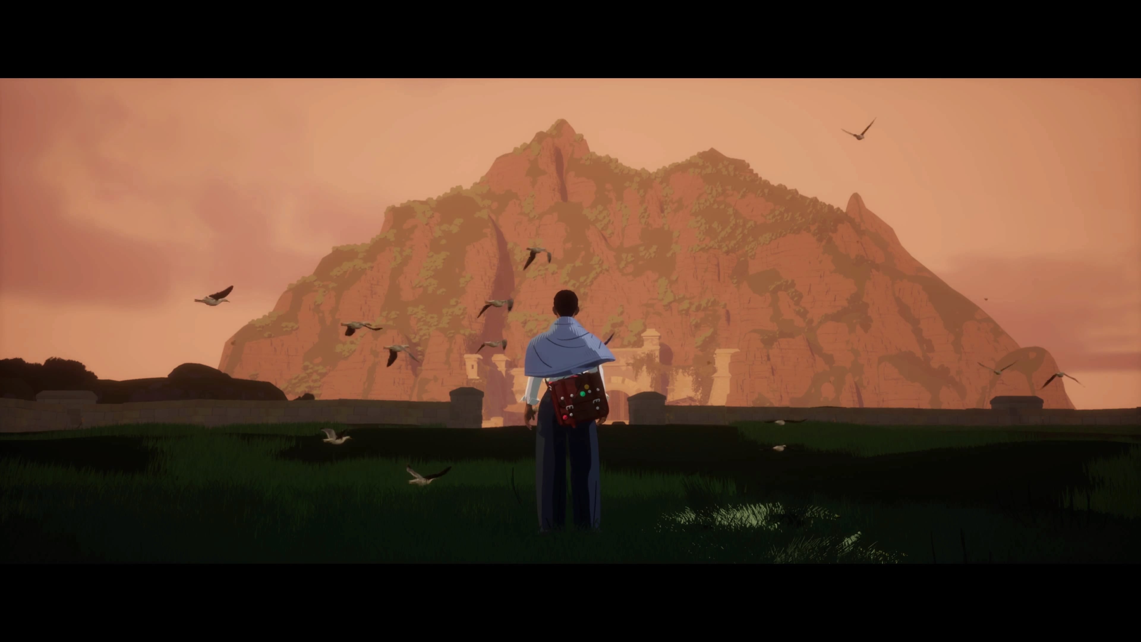 Season recap - The main character gazes at a giant rock formation