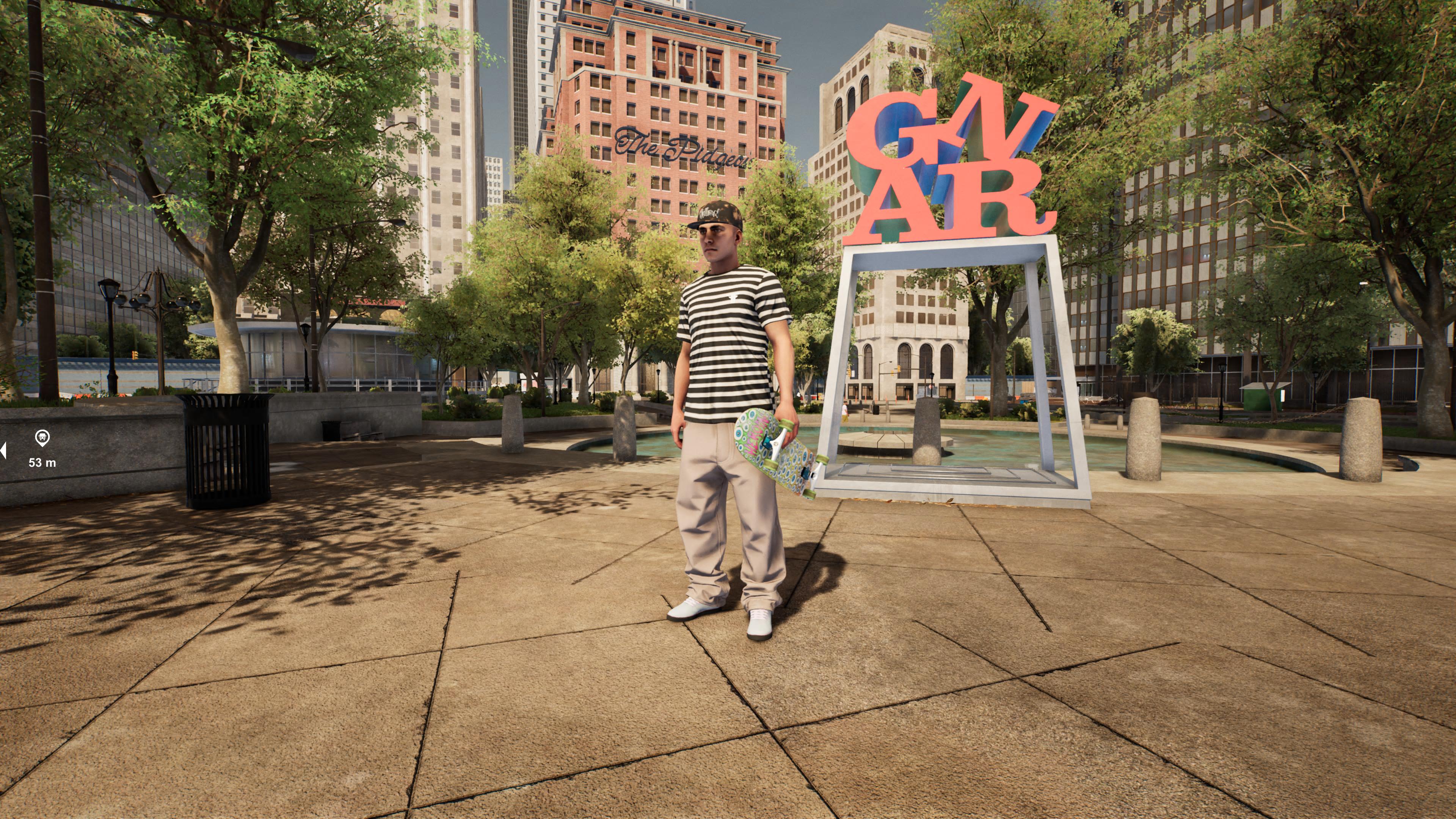 Session Skate Sim review - standing in a public square in pretty drab gray clothes