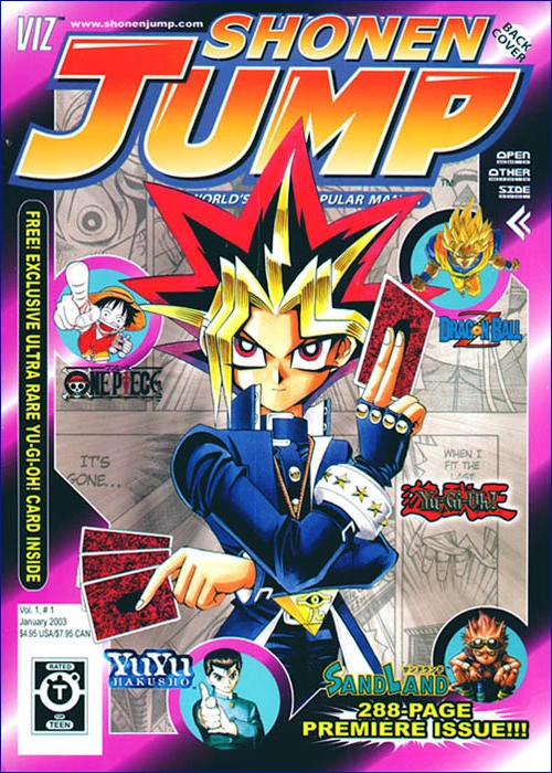 Cover of Shonen Jump featuring Yu-gi-oh holding cards