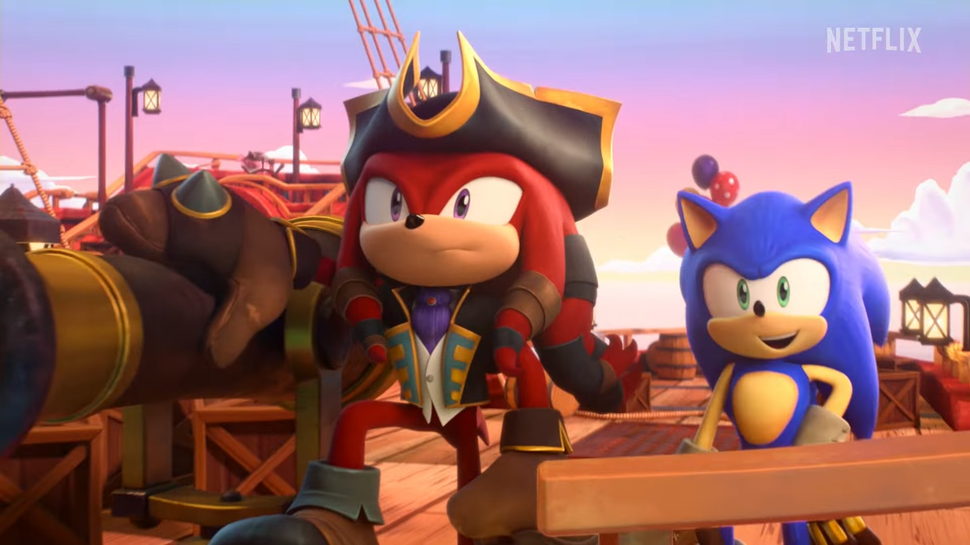 Pirate Knuckles and Sonic in Sonic Prime