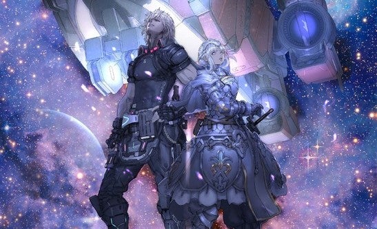 Two protagonists from Star Ocean: The Divine Force starring into space.