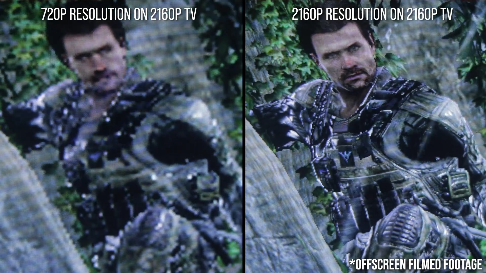 comparaison de 720p mis à l'échelle pour 4K TV et 4K natif