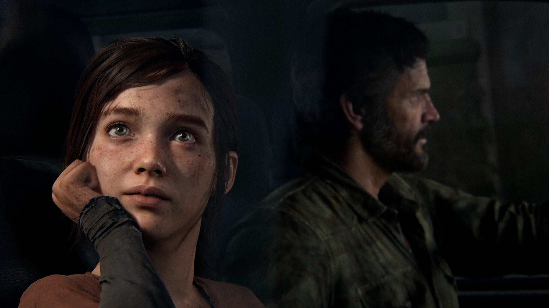 the last of us part 1, showing joel and ellie