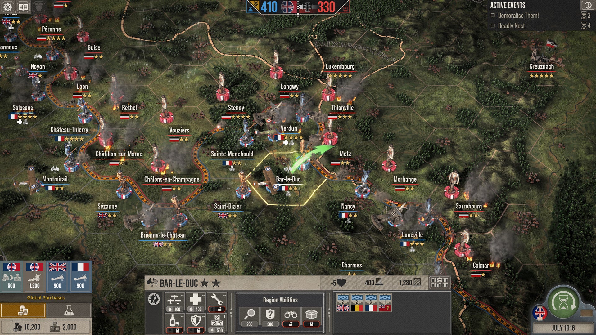 Die Strategiekarte in The Great War.