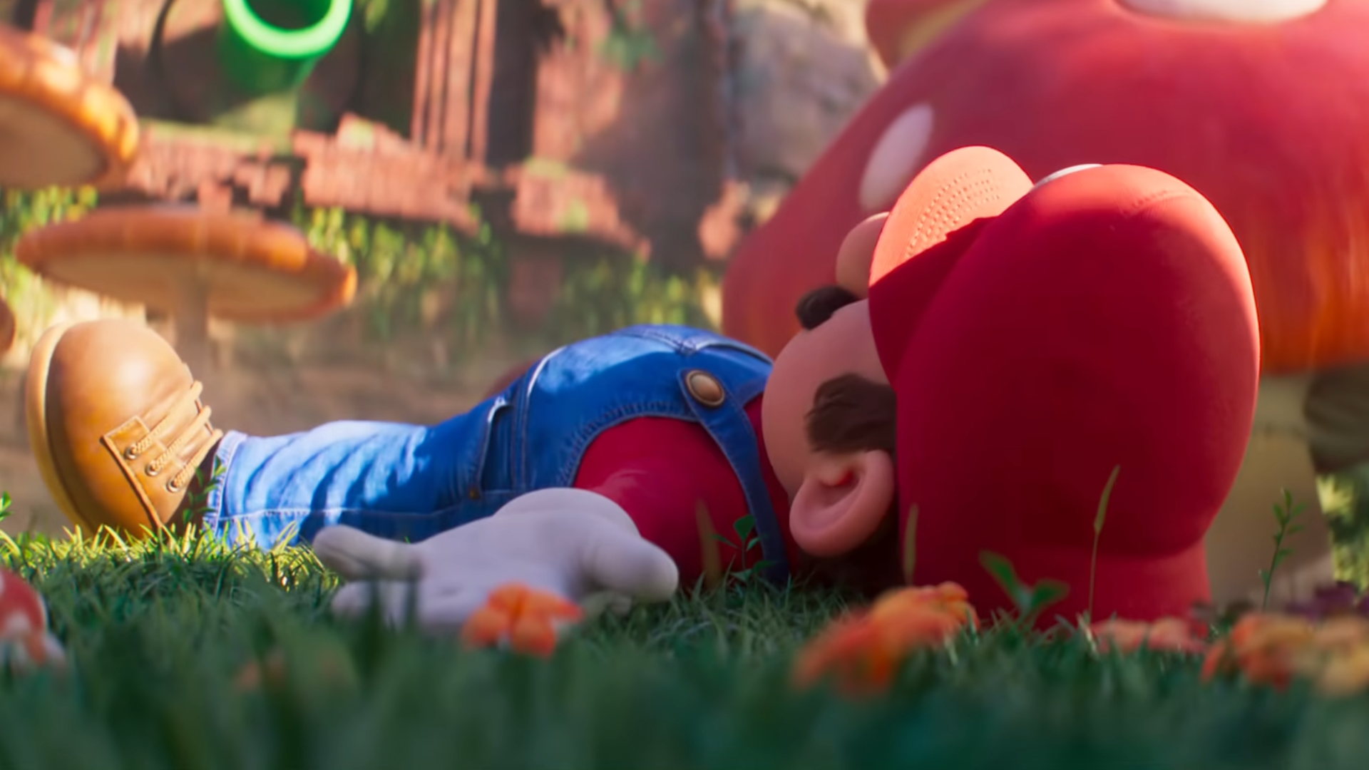 Mario lying down in the Super Mario Bros. Movie trailer